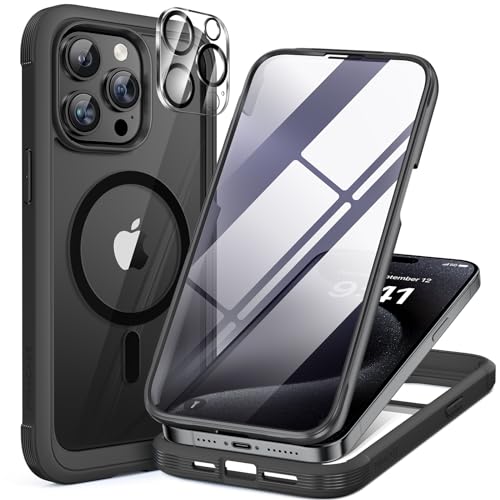 miracase Vollschutzhülle für iPhone 15 Pro Max, Magsafe, Schwarz