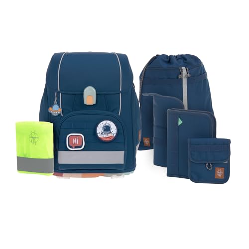 LÄSSIG 7-teiliges Schulranzen Set Kinder/School Set Boxy Unique navy