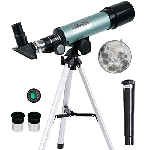 Mijiao Teleskop für Kinder, 360/50mm Astronomisches Teleskop Refraktor Weltraum Fernrohr Landschaft Teleskope Tragbares Reiseteleskop mit Stativ, Kinder Geschenke für Kinder & Einsteiger.