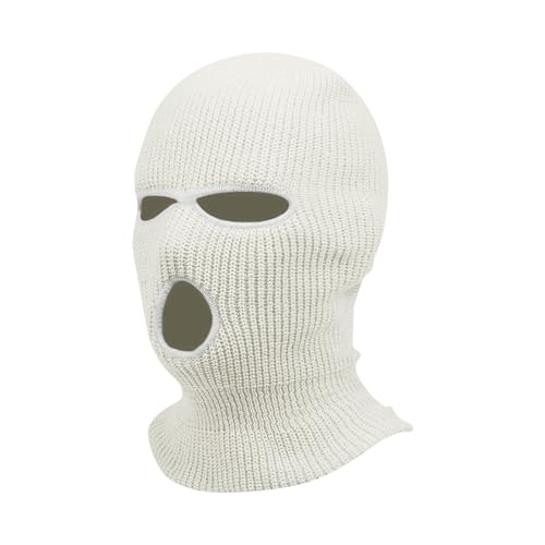 Sturmhaube Motorrad Halloween 3 Löchern Gestrickte Balaclava Herren Sturmmaske Winter Warm Must Have Strickmaske Damen Maskenhut Sport Skimaske Outdoor Multifunktions Maske(A34 White,One Size)