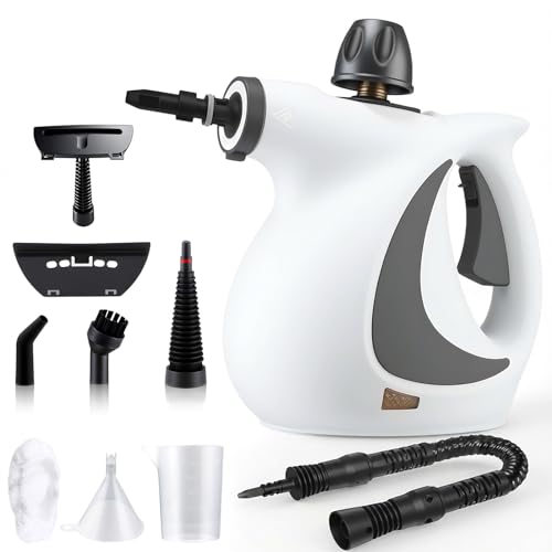 Anluomania Dampfreiniger 1050W, Dampfreiniger Handgerät mit 9 Zubehörteilen, Handdampfreiniger 350ml Wassertank, 3 Bar Dampfdruck, Steam Cleaner für Fenster, Küche, Boden, Küchenmöbel