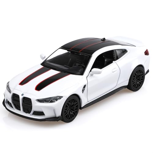 TOKAXI 1/36 Maßstab BMW M4 CSL Diecast Modellautos, Rückziehfahrzeuge BMW M4 Spielzeugautos, Autos Geschenke für Jungen und Mädchen (Weiß)
