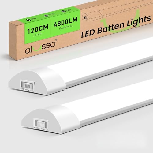 ALUSSO 2er Set LED Röhre 120cm, Superhelle 40W 4800lm Lichtleisten Integrierte Leiste, Farben Veränderbar Leuchtstoffröhre Kaltweiß Neutralweiß Warmweiß, Lichtleiste für Küche Garage Werkstatt Keller