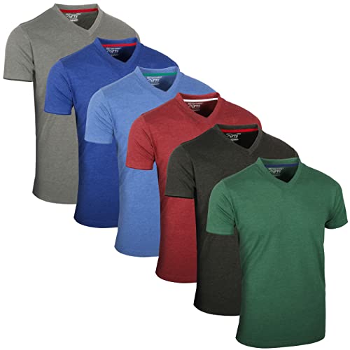 FULL TIME SPORTS 6 Pack Melange Sortiert V-Neck Tech T-Shirts (6) - Large