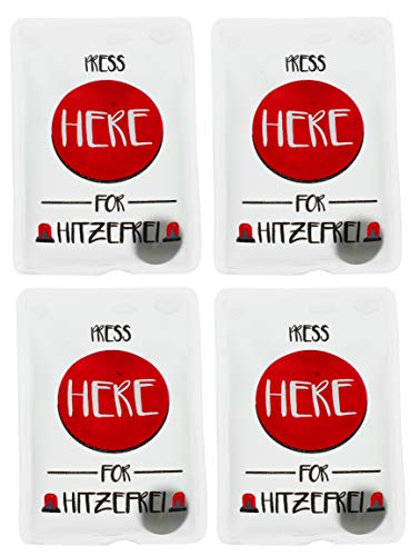 Handwärmer Taschenwärmer Sets wiederverwendbar, Wärmepad für kalte Tage und für unterwegs, Wärmeknickkissen mit tollen Motiven (4er-Set Press here for Hitzefrei)