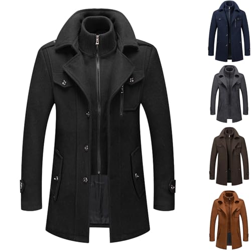 Herren Wintermantel Mantel Herren Wintermantel aus Wolle für Freizeit und Business Coat Wolljacke mit Langschnitt Wollmantel Lang Warme Winterjacke Elegant als Trenchcoat​ Winterjacke Herren Business