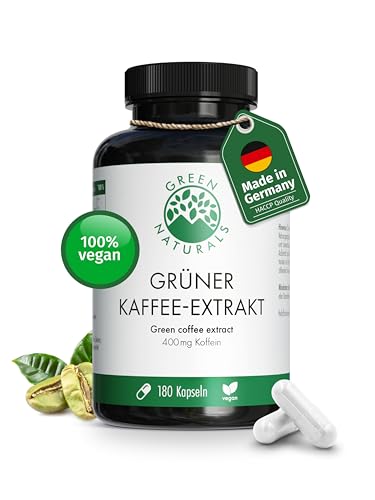 Green Naturals Koffein – Hochdosiert: 400 mg Koffein – 180 Kapseln