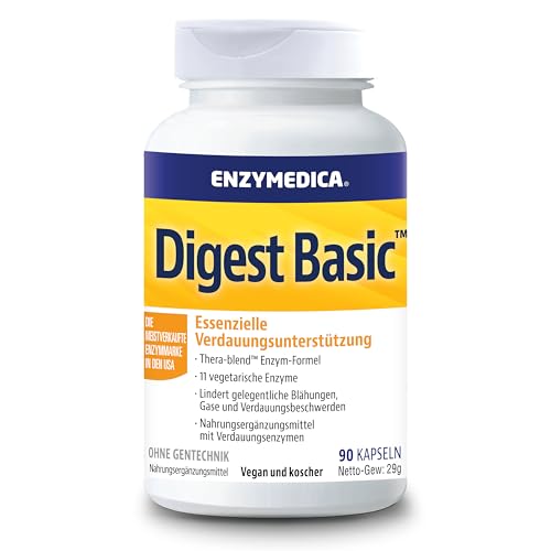 Enzymedica Digest Basic, Enzymformel, reduziert Blähungen und Völlegefühl, verbessert die Nährstoffaufnahme und Energie, glutenfrei, milchfrei, 90 Kapseln