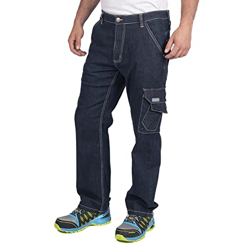 Goodyear Herren Stretch Denim Tischler Stil Seitentasche Arbeit Und Arbeitskleidung Hosen, Marineblau, 36W / 31L EU