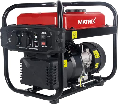 Matrix Notstromaggregat Benzin 2000 Watt Inverter Stromerzeuger Benzin Generator Stromaggregat tragbar Stromgenerator IG 2000i | 4 Takt | 2x230V | leicht 21,5kg Gewicht