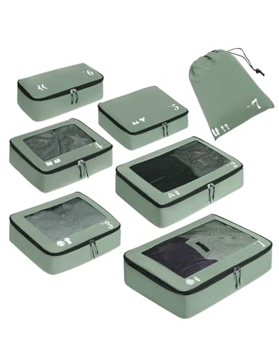 ECOHUB Packwürfel Koffer Organizer, 7-teiliges Packing Cubes Reise Set