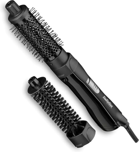 BaByliss Shape & Smooth Warmluftbürste – Leistungsstarke 800W Föhnbürste, 30mm & 20mm Aufsätze, Kaltluftfunktion, Schnelles Trocknen & Styling, ideal für kurzes Haar, Schwarz, AS82E