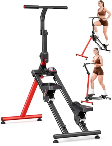 YOLEO Stair Stepper für Zuhause, Klappbarer Stepper mit 3 Trainingsmodi, Compact Folding Cardio Übung Climber Maschine mit Skisimulation & XXL-Trittflächen, 90% Vormontiert Stairmaster mit Haltegriff