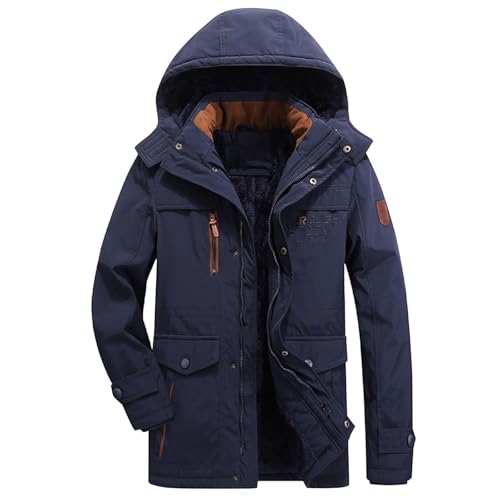 Bastwahl Parka Herren Bundeswehr Schwarz Mit Innenjacke Winter - Warme Winterjacke Teddyfutter Wintermantel Mit Kunstfell Kapuze Winterparka Outdoor Gefütterte Herrenjacke Steppjacke Jacke