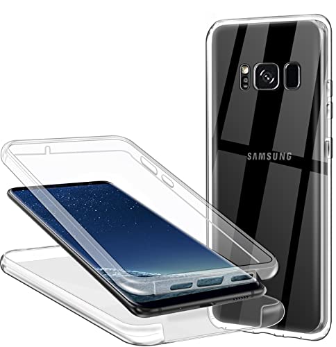 ZYIMOU Hülle für Samsung Galaxy S8 Plus Handyhülle 360 Grad, Transparent Full Schutz Kratzfest Dünn Durchsichtige Case Silikon Schutzhülle, Hart PC Zurück + Weich TPU Vorderseite