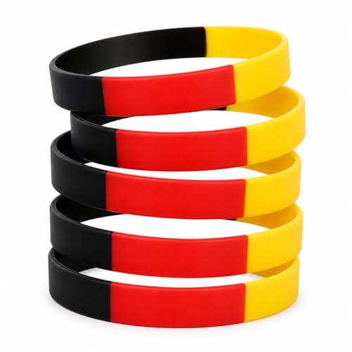 TK Gruppe Timo Klingler 6x Fanarmband Fanartikel Armband Silikonband Band Deutschland zu WM Weltmeisterschaft - Europameisterschaft - schwarz, rot, Gold