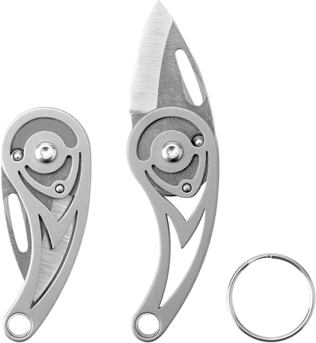 ZMDMAH Mini Messer, Schlüsselanhänger Messer EDC Mini Scharf Klappmesser, Titan Messers MiniTaschenmesser Outdoor Weibliche Verteidigungswaffe, Geschenk für Männer Frauen