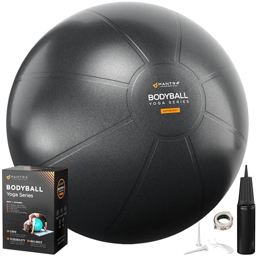 MANTRA SPORTS Gymnastikball – Anti-Burst Sitzball, Balance Ball für Schwangerschaft & Yoga - Pilates Ball für Büro & Rückentraining mit Pumpe