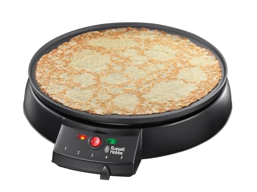 Russell Hobbs Crêpes Maker [Ø30cm, antihaftbeschichtete Platte, inkl. Teigverteiler & Wender] Fiesta Elektrogrill (für Crepes, Pancakes, Galettes & Burritos, Taccos, 1000W) Tischgrill 20920-56