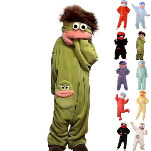 Silly Onesie Pyjama Damen Herren Erwachsene Fleece Lustige Monster Kostüm Kuscheltier Einteiler Pyjamas Plüsch Schlafanzug Mit Monster Kapuze Halloween Partner Kostüme Onesies Kuschelig Jumpsuit