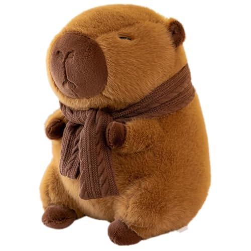 SKIPTHYBER Capybara Plüschtier 25 cm Capybara Kuscheltier mit Schal, Niedlichen Stuffed Spielzeug Cartoon Plüsch Puppe Geschenke für Heim Party Dekor Frauen Männer