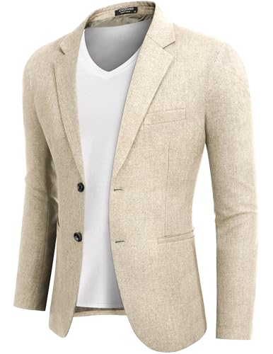 COOFANDY Anzugjacken Sakko Herren Casual Business Blazer Regular Fit 2 Knöpfe Freizeit Anzug Einfarbig Khaki L