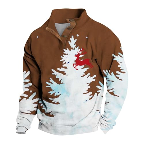 Celanisai Weihnachtspullover Herren 3D Druck Christmas Hoodie Weihnachten Männer Pullover Lustige Oversize Weihnachtspulli Lustig Bequeme Kapuzenpullover Hässliche Druken Sweatshirts