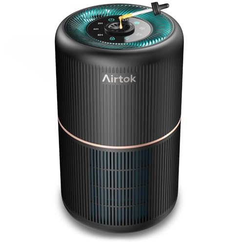 AIRTOK Luftreiniger, Luftreiniger Allergiker mit Aromatherapie, HEPA Luftfilter gegen Schimmel Staub Pollen Gerüche, 99,97% Entfernung bis 0,1 Mikrometer, Nachtlicht, Kindersicherung, Timer, 25dB