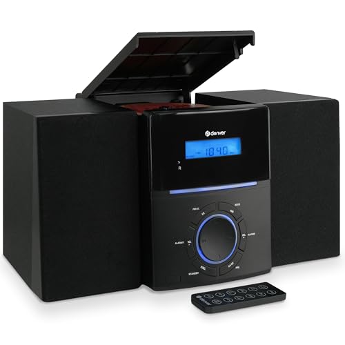 Denver MCA-240 Micro HiFi System – CD Player, FM-Radio, AUX-Anschluss – Dual-Alarmfunktion & Fernbedienung – Kompaktes Stereoanlage mit CD | 2 x 20W Leistung
