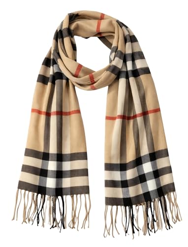 KARMA.DIEM Karierter Schal - Angenehm Weich - Schal kariert für Damen und Herren - London Style - Perfekt für Herbst und Winter 35x170cm Beige