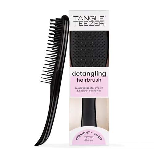 Tangle Teezer Ultimate Detangler Haarbürste – Für Nasses & Trockenes Haar – Entwirrungsbürste für Alle Haartypen – Zweistufige Borsten Reduzieren Haarbruch & Entfernen Knoten – Schwarz