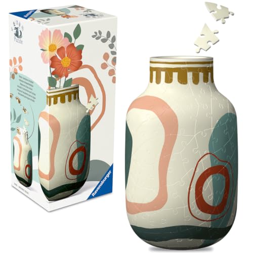 Ravensburger 3D Puzzle Vase beige im abstrakten Design mit integriertem Wasserbehälter - für echte oder künstliche Blumen - Home Deco