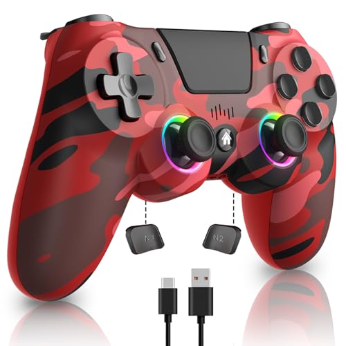 ancihdgm Wireless Controller für PS4, Game Controller kompatibel mit PS4/Pro/Slim/PC/P3/Android/IOS Gamepad mit Programmierung/Dual Vibration/6-Achsen Gyro Sensor/LED-Licht/Touchpanel/Kopfhörerbuchse