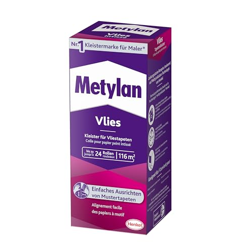 Metylan Vlies, Tapetenkleister für Vliestapeten mit glatter oder strukturierter Rückseite, einfach zu verwendender Tapetenkleister, Kleister mit hoher Ergiebigkeit, 1x720g