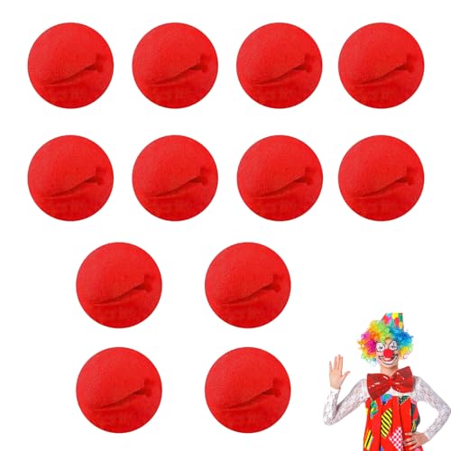 12 Stück Clownsnasen Rot, Clown Nase Rot, Clown Nase Erwachsene, Rote Nasen, Red Nose, Kostüm Clown Nase, für Kinderschminke Partys Karneval Fasching Zirkus Halloween Cosplay