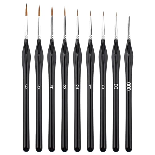 Annvchi Feine Pinsel Set,9 Acryl Pinselset Acrylfarben,Pinsel Fein,Malen Nach Zahlen Pinsel Verwendet für: Acryl-, Aquarell- und Ölgemälde,Malen Nach Zahlen,Detailmalerei