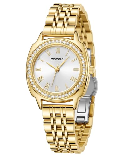 CIVO Kleine Armbanduhr Damen Vintage: Analoge Römisches Zifferblatt für Elegante Damen - Gold Damenuhr Edelstahl für Geschenke zum Jahrestag Valentinstag