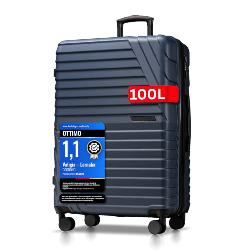 Cocoono Hartschalenkoffer XL Groß - 100L Volumen erweiterbar auf 117L - 158cm Gurtmaß - 8 Rollen 360° drehbar - Leichter Koffer mit TSA Schloss & Teleskopgestänge - Reisekoffer mit Rollen (Navy, XL)