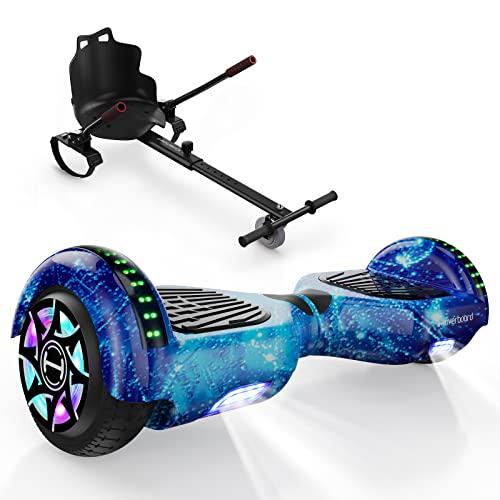 iScooter Hoverboard mit Sitz - Hoverkart Set 6,5 Zoll Kinder, mit Bluetooth und LED-Farblichträder, Go-Kart komplett , Geschenk für Junge und Mädchen