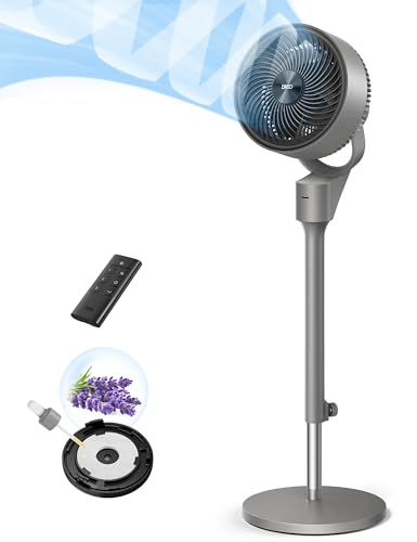 Dreo Leiser Standventilator, 1444m³/h Luftvolumen oszillierende Ventilator, 3 Stufen 6H Timer Turmventilator mit Fernbedienung, Luftzirkulation in 3 Min für Schlafzimmer, Duftfunktion für frische Luft