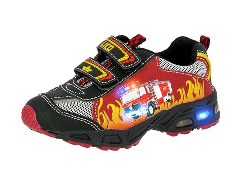 Lico Jungen Hot V Blinky Sneaker, Rot Schwarz Gelb, 34 EU