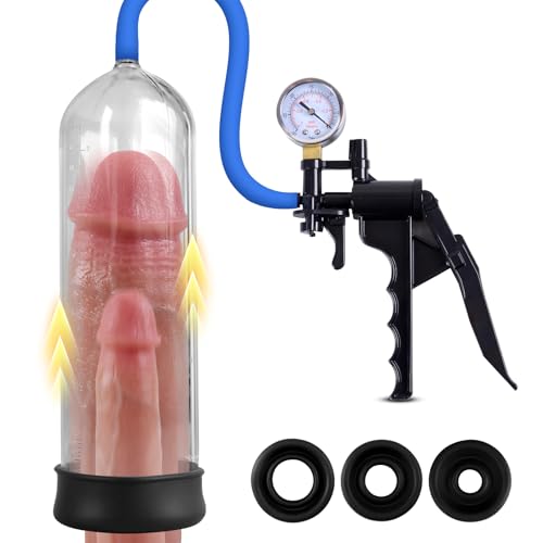 Penis Vakuumpumpe mit Vergrößerungsspiegel,Manuelle Penisvergrößerungspumpe Männliche Masturbatoren mit Pistolengriff für Männer Masturbation,Luftpumpe Erwachsene für Stärkere größere Erektionen(3pcs)