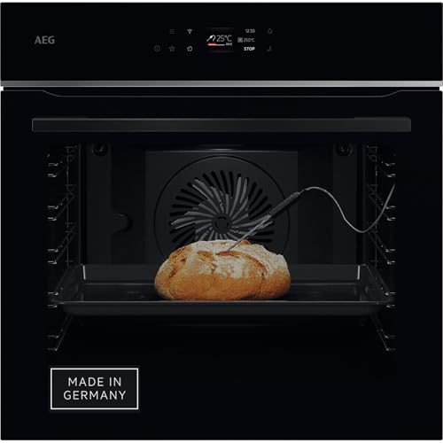 AEG Wifi Einbaubackofen,Serie 7 TFT-Full-Touch-Farbdisplay mit Kochassistent, Made in Germany, Pyrolyse Selbstreinigung, Kerntemperatursensor: für Punktgenaues Garen, Schwarz, TE7PB62WAB