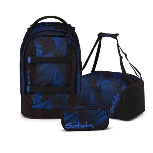 Satch Pack Schulrucksack Set 3tlg. inkl. Schlamperbox und Sporttasche (Seismic Blue)