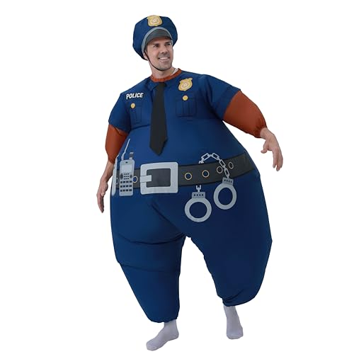 FUNFOCUS Aufblasbare Polizei kostüm Erwachsene - Unisex Halloween & Karneval Faschings Polizei kostüm für 150-190cm-inflatable costume Perfekt für Partys, Geburtstage & Feste,police costume adult