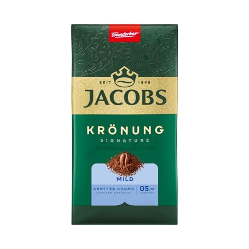 Jacobs Filterkaffee Krönung Mild, helle Röstung, Kaffee gemahlen, geröstet in Deutschland, ideal für Filterkaffeemaschine & French Press, Intensität 5/10, 500 g