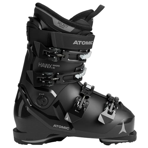 ATOMIC HAWX Magna 80 Skischuhe in Schwarz/Anthrazit - Größe 43.5/44 - Breite Ski-Boots mit 102 mm Passform & 80er-Flex - Hochwertige Ski-Schuhe mit Prolite-Konstruktion