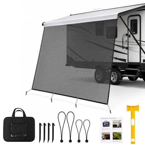 ZLLZPZD Markise Wohnwagen Vorderwand Sichtschutz, Vorzelt Wohnmobil Frontseite mit Sonnensegel, Auto Markise Sackmarkise Wasserdicht UV-Schutz, 246x335cm Komplettset Befestigungszubehör