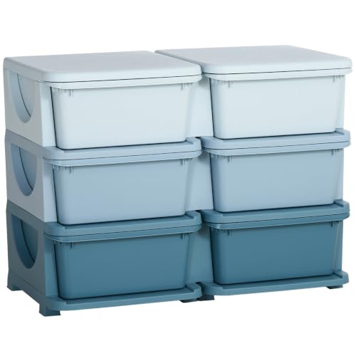 HOMCOM Schubladenschrank für Kinder mit Stauraum Blau 75 x 37 x 56,5cm