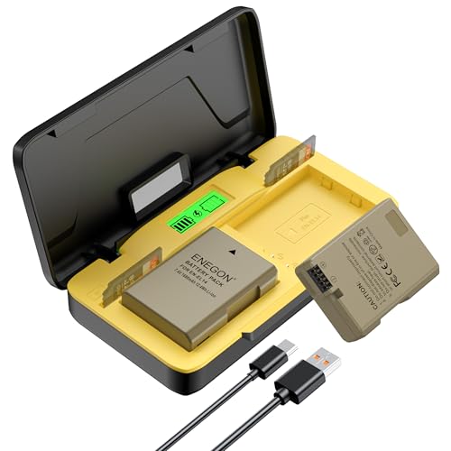 ENEGON EN-EL14 20W Dual Battery Storage Schnellladegerät Set (2X 1680mAh) Kompatibel mit Nikon D3100, D3200, D3300, D3400, D3500, D5100, D5200, D5300, D5500, D5600, LCD-Display